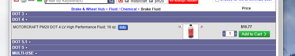  Genuine Ford Fluid PM-20 DOT-4 LV High Performance